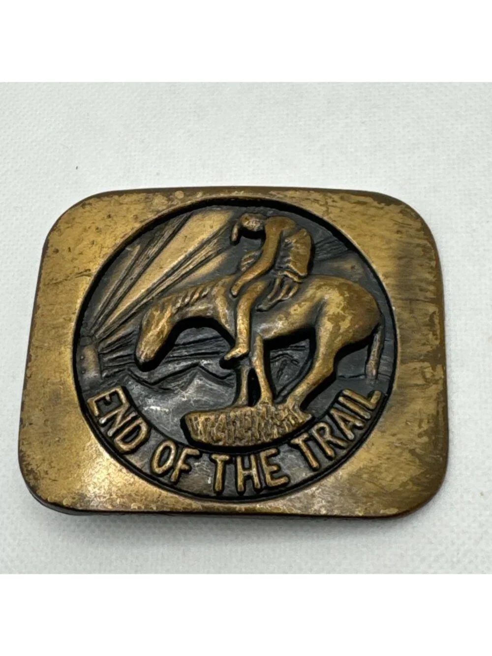 Vintage End of the Trail Belt Buckle Vintage 1970s Native American